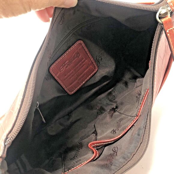 VTG Fossil Leather Shoulder Bag Faux Crocodile Siena Crescent Hobo #75082 - Picture 13 of 15